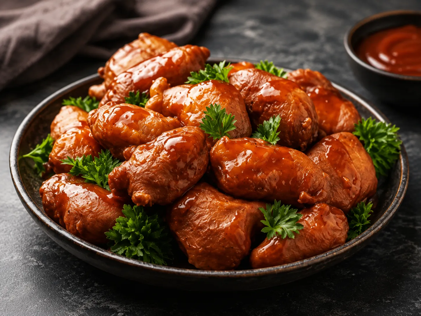 Honey garlic chicken balls in sticky sauce at Hi-Ball Restaurant, Academy Road Winnipeg